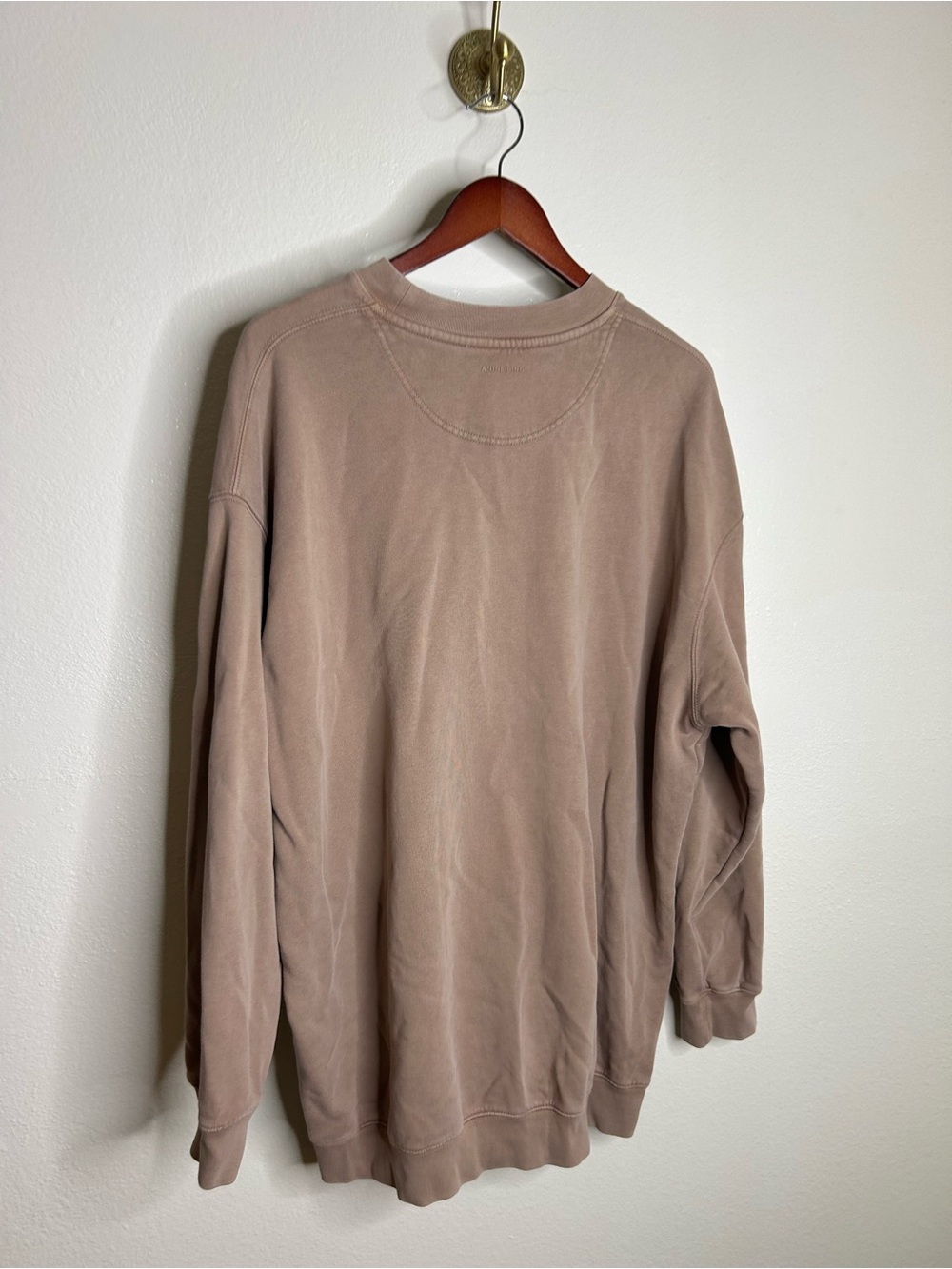 Anine Bing 100% Cotton Oversized Tyler 'BING' Spellout Sweatshirt in Tan - Picture 10 of 16
